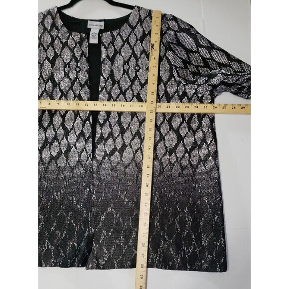 Catherines 1X Black Silver Open Front Lightweight Textured Geometric Ombre... - Picture 5 of 6